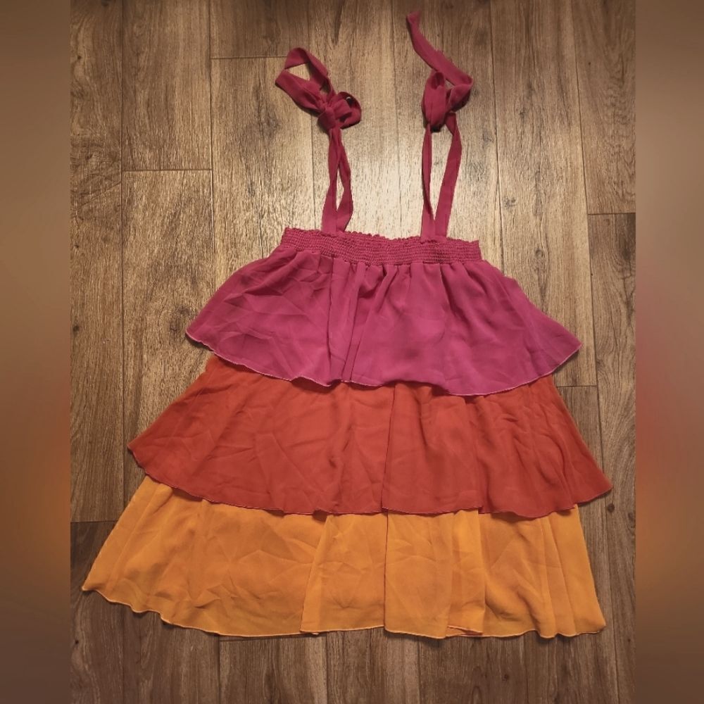 Show Me Your MuMu Gabriela Tiered Ruffle Mini Dress Multi Size M - Picture 6 of 9